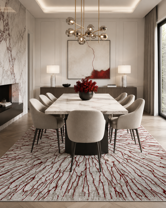 LUXURY 550A BEIGE ROJO | ALFOMBRA