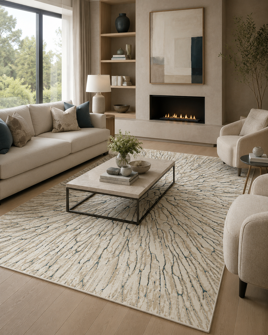 LUXURY 550A BEIGE AZUL | ALFOMBRA
