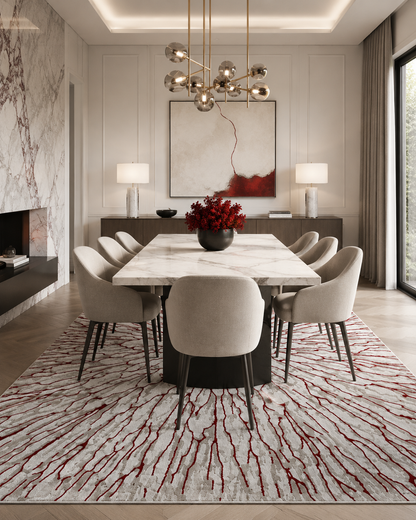 LUXURY 550A BEIGE ROJO | ALFOMBRA